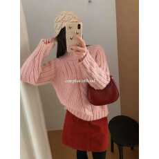 批发韩系秋<b class='q'>冬</b>重工粗毛线麻花圆领宽松百搭慵懒风针织衫加厚套头毛衣