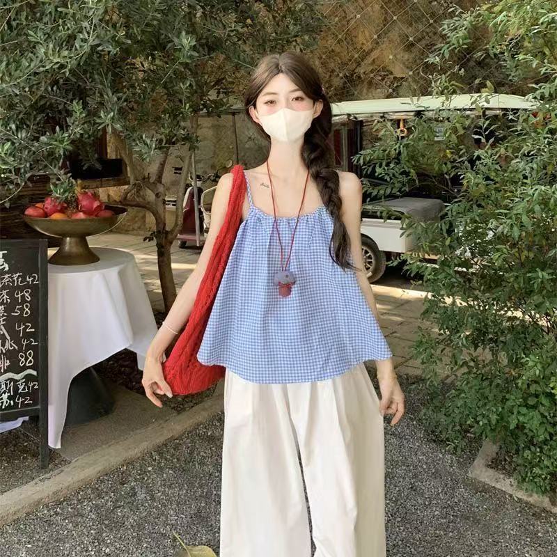 작은 청신 체크무늬 슬립 맨위