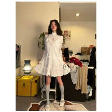 批发入库韩国代购26春透视荷叶边大裙摆<b class='q'>衬衫</b>吊带连衣裙