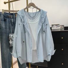 批发连帽长袖<b class='q'>衬衫</b>女褶皱防晒衣2026夏季新款韩版休闲宽松百搭开衫上衣