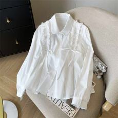 批发韩系甜美简约设计感别致上衣显瘦宽松花纹<b class='q'>蝴蝶结</b>时尚<b class='q'>衬衣</b>