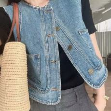 批发时髦洋气百搭叠穿<b class='q'>牛仔</b><b class='q'>马甲</b>女春夏宽松短款小个子无袖<b class='q'>背心</b>外穿上衣