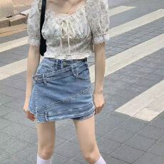 批发<b class='q'>大码</b>胖MM2026新款炸街网红辣妹 弹力修身女高腰百搭牛仔半身裙 裤