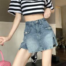 批发设计感牛仔半身裙女夏季新款港风辣妹a字裙裤<b class='q'>大码</b>显瘦防走光短