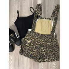 批发2026新款豹纹<b class='q'>牛仔</b>背带短裤