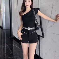 批发夏季新款黑色超<b class='q'>短裤</b>女美式低腰设计感弹力紧身辣妹包臀热裤