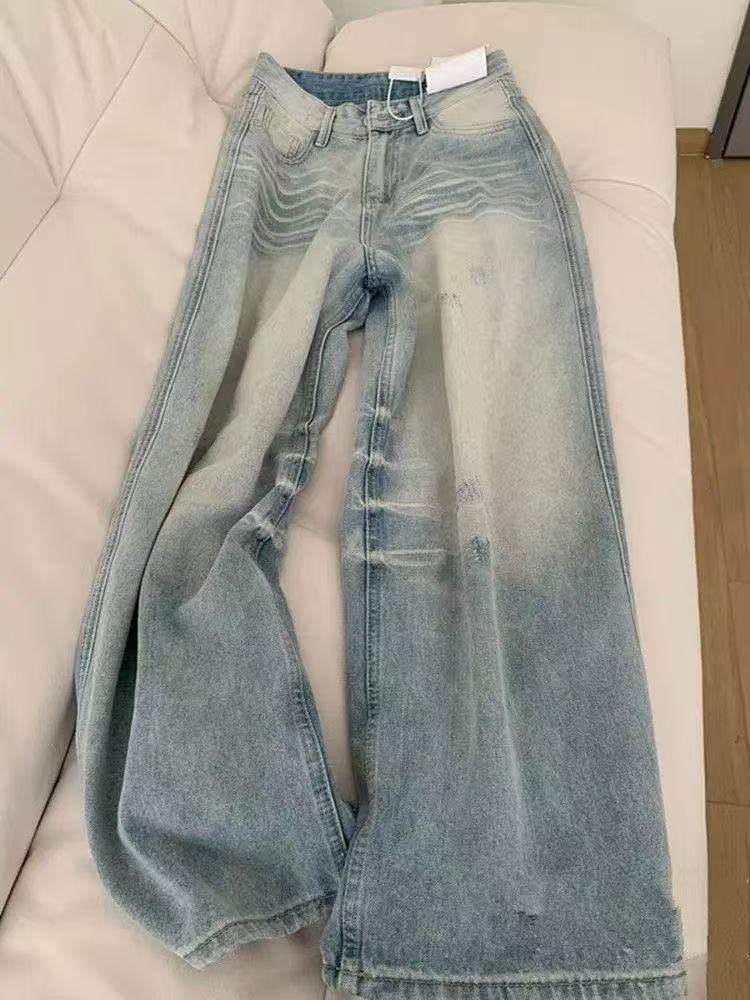 새로운 봄 여름 남녀 청바지 패션 조수 브랜드 사계절 캐주얼 찢어진 부분 루즈핏 스트레이트 트렌드 청바지 여성
