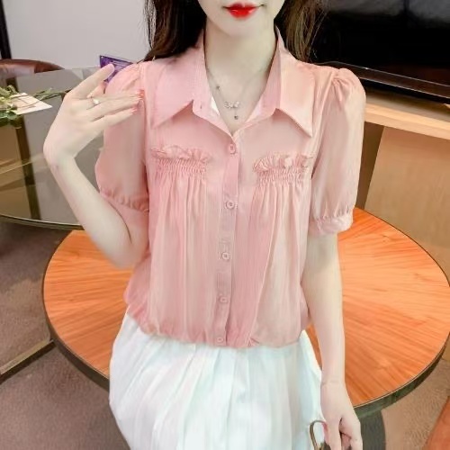 여름 패션 새로운 셔츠 디자인 센스 반팔 고급 센스 품격 주간 실크 루즈핏 다용도 맨위