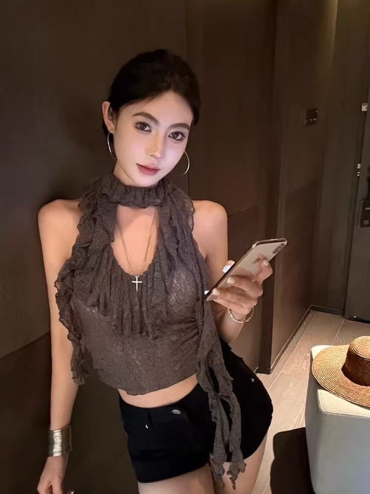 더블 색상 레이스 레이스 패치워크 행침 목 맨위