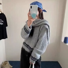 批发2026秋装新款针织披肩女宽松<b class='q'>长袖</b>毛衣慵懒风上衣<b class='q'>两件套</b>装