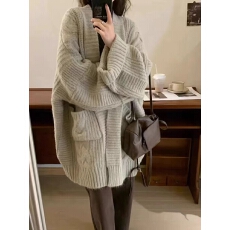 批发毛衣慵懒风2026年新款宽松针织衫开衫女外套中<b class='q'>长款</b>加厚秋冬款外搭