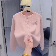 批发韩系甜美花朵温柔风软糯小香风针织外套女早<b class='q'>春</b>洋气设计感毛衣开衫