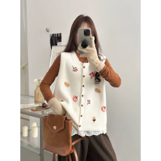 批发小清新圆领针织马甲女宽松秋装新款叠穿<b class='q'>韩版</b>显瘦<b class='q'>毛衣</b>复古无袖上衣