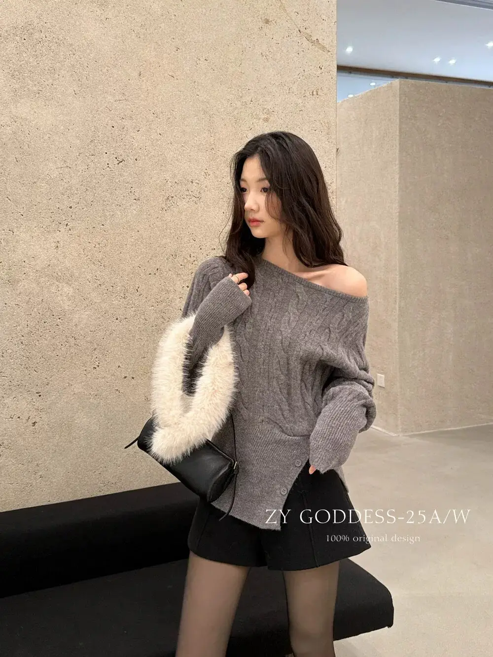 한국인기 꽈배기 오프숄더 니트 상세 이미지 22