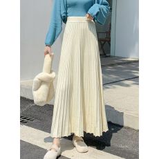 批发包心纱高端中长款半身裙春秋女百褶裙高腰遮胯针织裙羊毛冬裙裙子