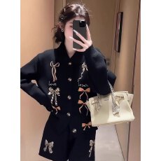 批发休闲黑色提花套装<b class='q'>春</b>季小个子穿搭女2026新款慵懒风上衣裤子两件套