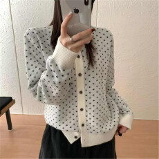 批发早秋韩系圆领长袖针织开衫女慵懒风<b class='q'>宽松</b>休闲百搭毛衣外套