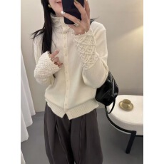 批发档口上新2026年春秋季新款女装针织开衫蕾丝拼接立领长袖毛衣外套