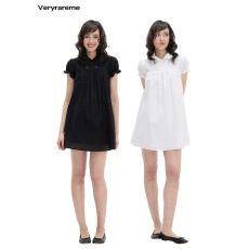 批发Veryrareme 莱塞尔亚麻娃娃领泡泡袖迷你连衣裙（带底裤）