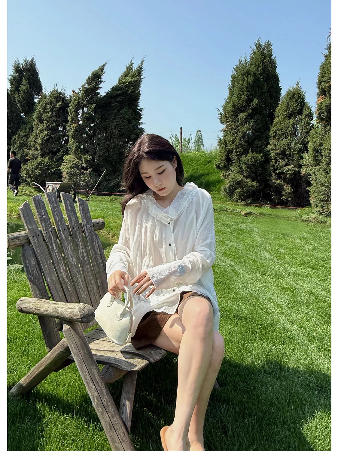 오른쪽 실크 공예 해체 센스 청 ~을 통해 아마 셔츠