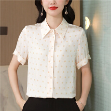 批发真丝<b class='q'>衬衫</b>女上衣2026夏装新款短袖波点印花桑蚕丝轻奢高级气质<b class='q'>衬衣</b>