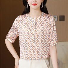 批发杭州品牌重磅真丝<b class='q'>衬衫</b>女短袖2025夏装新款气质大簰格子桑蚕丝上衣
