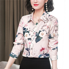 批发重磅真丝衬衫女长袖印花色翻领桑蚕丝上衣衬衣2026春装宽松<b class='q'>大码</b>