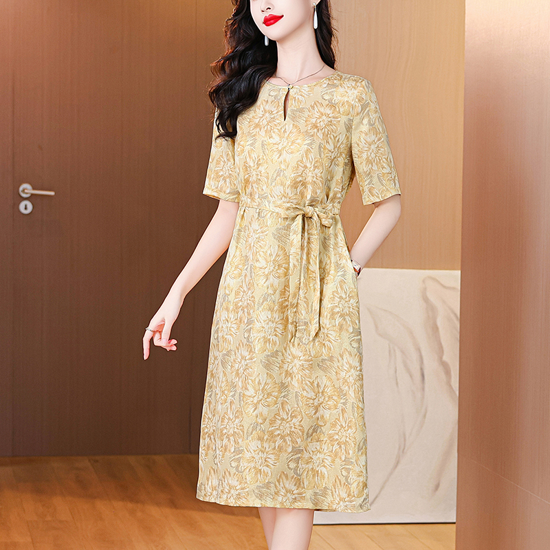 MY8039# 新中式提花连衣裙女夏季新款高端大气精致漂亮收腰显瘦长裙女裝貨源服裝批發