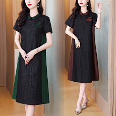批发黑色<b class='q'>香云纱</b>改良旗袍2026夏新款端庄优雅气质妈妈<b class='q'>连衣裙</b>