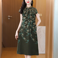 批发正品花罗<b class='q'>香云纱</b><b class='q'>连衣裙</b>桑蚕丝真丝中长款2026夏新款中式旗袍裙