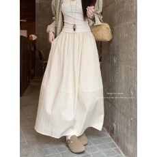 批发实拍春款韩系半身裙<b class='q'>百搭</b>A字长裙老钱风松弛感松紧腰显瘦宽松裙子