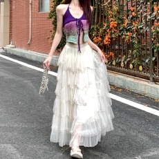 批发实拍韩版新款重工层层纱钉珠拼接长裙网纱蕾丝蛋糕裙<b class='q'>甜美</b>仙女裙