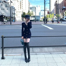 批发直接拿货 秋冬新款小香风针织连衣裙毛衣裙