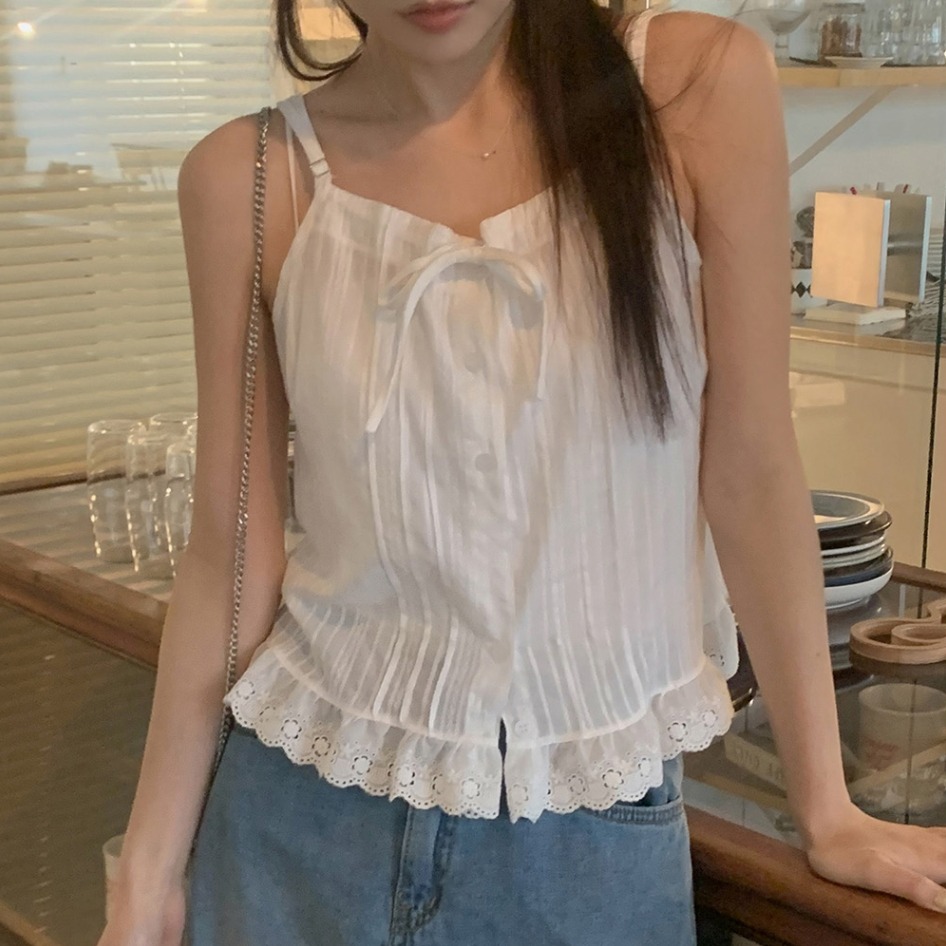 있음 선적 한국 chic 품격 단추 레이스 레이스 슬립