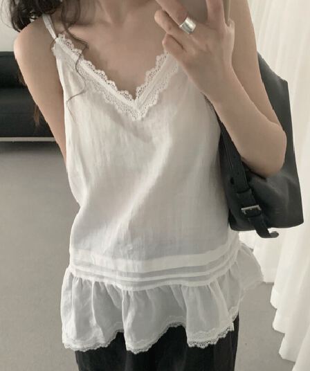 있음 선적 한국 ins 절묘한 다용도 레이스 패치워크 슬립 맨위