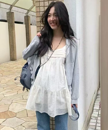 있음 선적 한국 ins 단색 품격 다용도 레이스 슬립 캐주얼 드레스