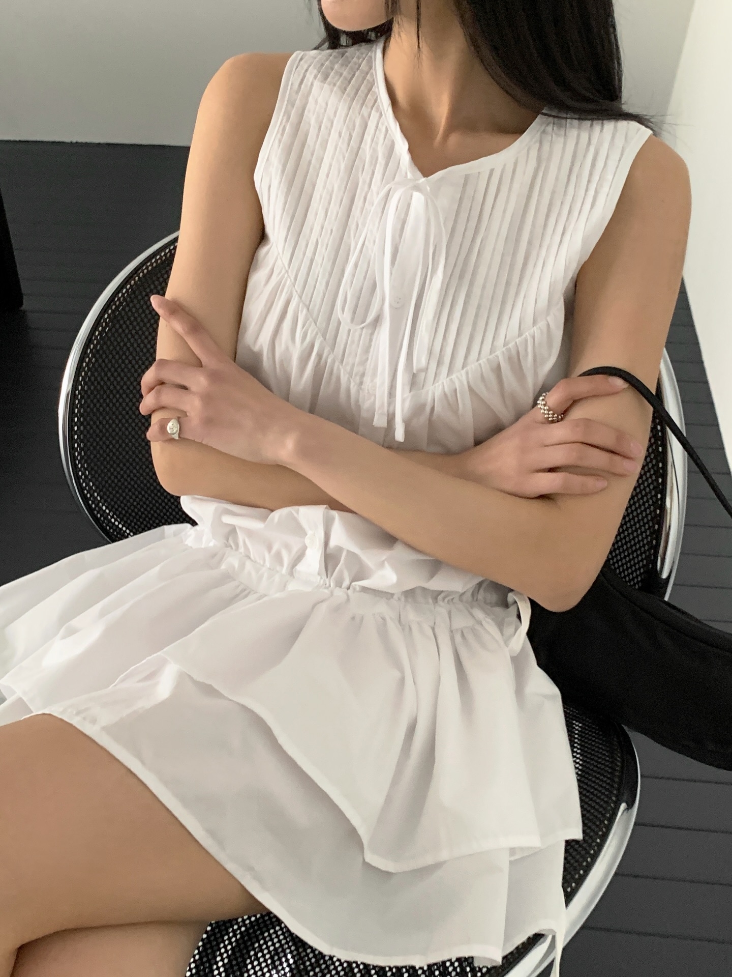 있음 선적 chic 순수한 욕망 소녀 케이크 밑단 민소매 조끼 스커트
