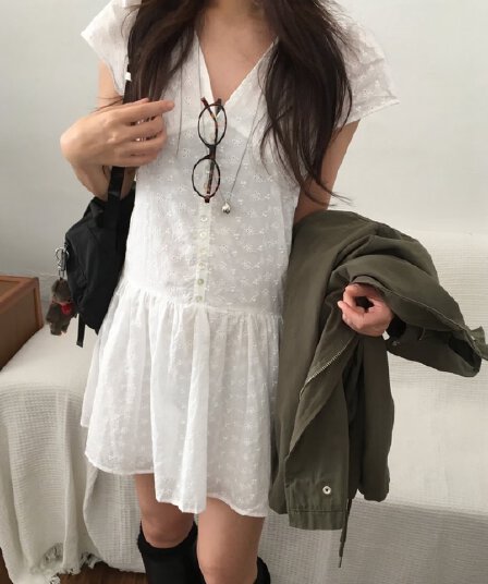 있음 선적 한국 chic 레이스 자수 다용도 달콤함 드레스