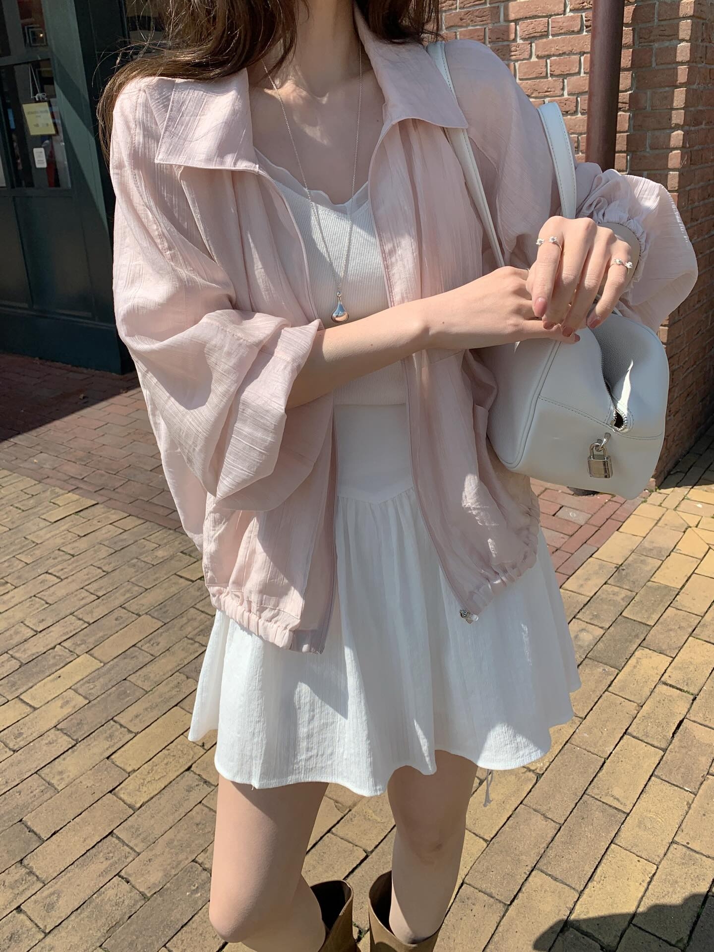 있음 선적 한국 ins 미니멀리즘 바람 얇은 스타일 재킷 자외선 차단 의류