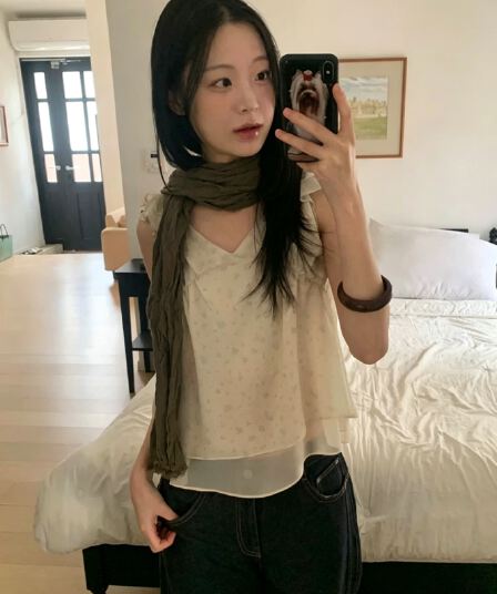 있음 선적 한국 ins 작은 대중 디자인 센스 부드러운 다용도 Feifei 소매 슬립 맨위