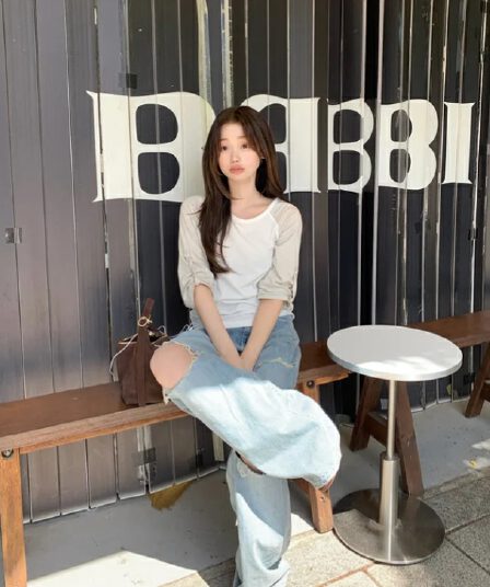 있음 선적 한국 ins 여름 루즈핏 디자인 센스 배색 티셔츠