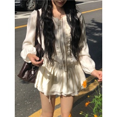 批发已出货 韩国ins  荷叶边仙女褶皱衬衫<b class='q'>连衣裙</b>