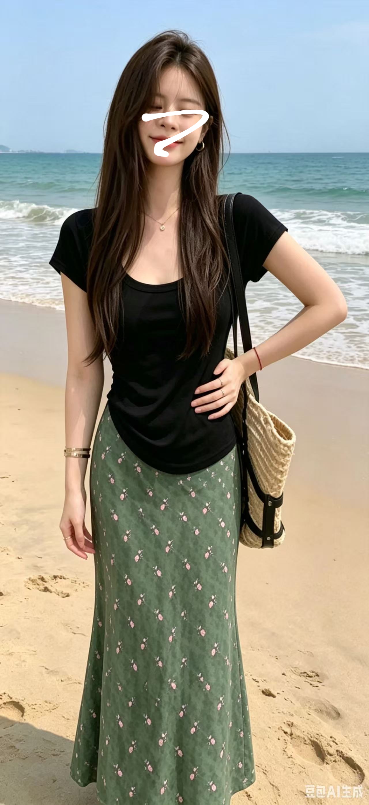 빅 사이즈 지방 mm 한 부서 부드러운 바람 슬림해 보이는 몸매 가꾸기 티셔츠 여성 꽃무늬 반신 스커트 투피스 세트