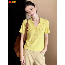 批发高级金扣冰丝短袖t恤女夏季大码<b class='q'>胖</b>MM<b class='q'>时髦</b>洋气翻领针织衫宽松上衣