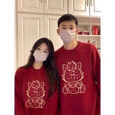 批发实价官图 新年情侣装马年本命年红色<b class='q'>毛衣</b>男女秋冬跨年套头针织衫