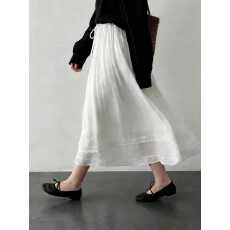 批发实拍有内衬有货半身裙A版松紧腰双层<b class='q'>长裙女</b>春夏薄款蕾丝拼接<b class='q'>长裙</b>