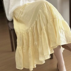 批发非实拍2026有内衬天然酵洗精纺纯棉A字蛋糕裙显瘦中长款<b class='q'>半身裙</b>