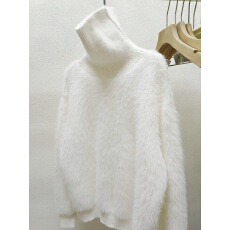 批发白色高领<b class='q'>毛衣</b>女加厚高档内搭宽松慵懒打底针织