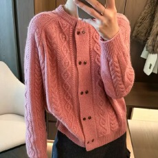 批发双排扣麻花纹羊毛针织开衫女<b class='q'>欧洲站</b>2026冬装<b class='q'>新款</b>欧货女装打底衫潮