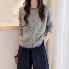 批发韩系简约百搭<b class='q'>针织</b>衫纯色单排扣毛衣外套上衣<b class='q'>女</b>
